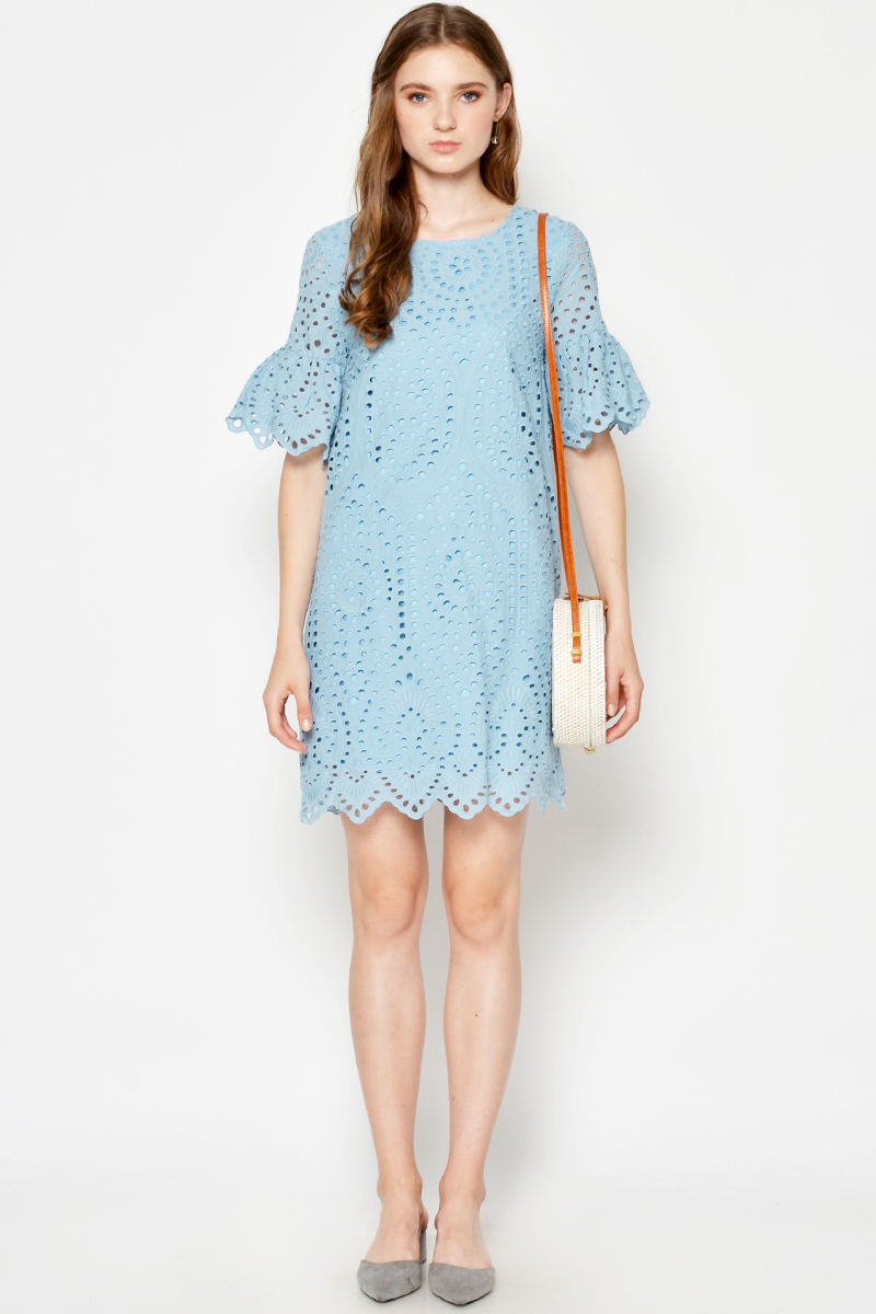 light blue eyelet dress