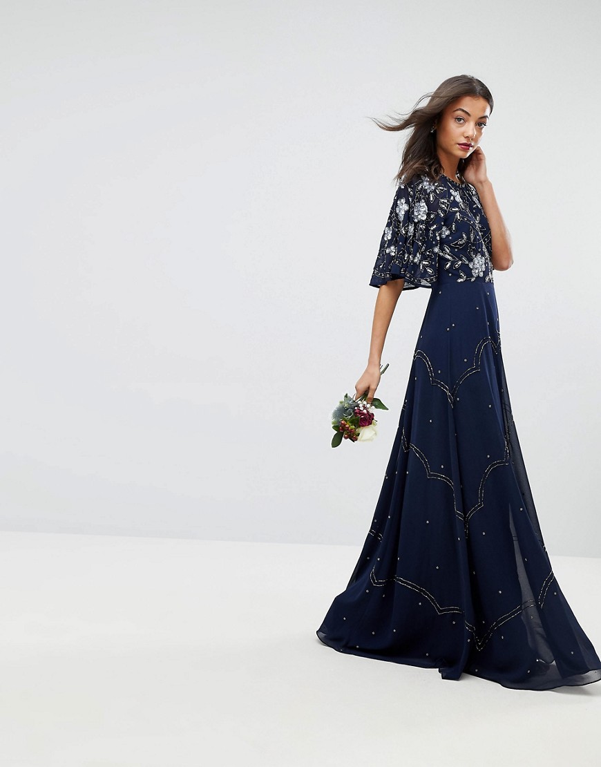 floral flutter sleeve maxi dress