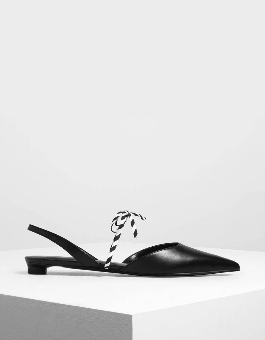 black and white slingbacks