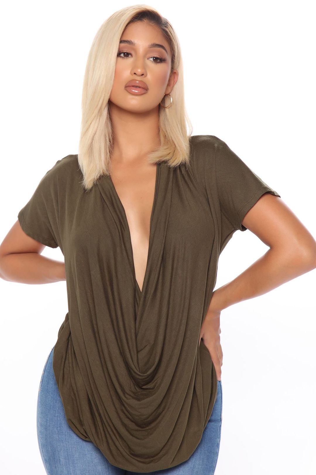 Cowl hearted satin top hot sale