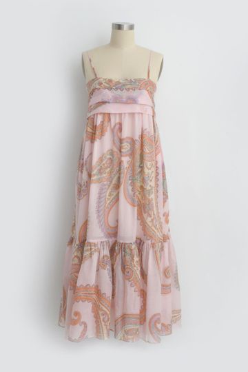 Iliana Pleated Sundress in Pink Paisley