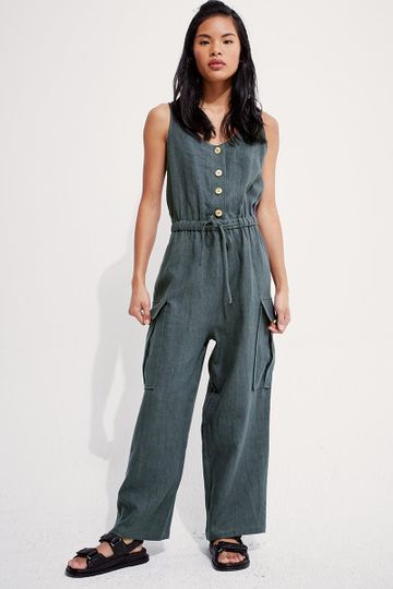 OVERSTOCK - Linen Lounge Cargo Jumpsuit