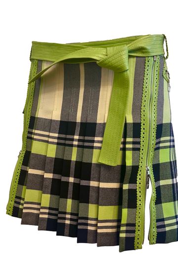 Dior Green Plaid Pleated Skirt