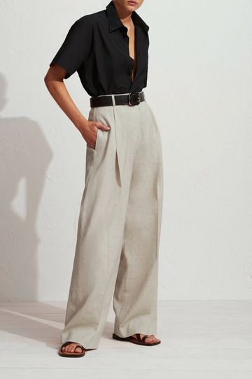 Matteau Linen Pleat Trouser Natural