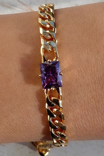 Purple Crystal Carrie Chain Bracelet