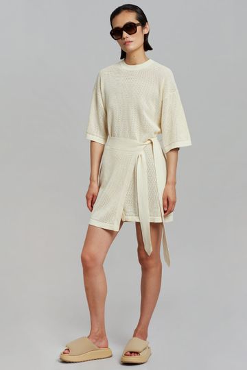 Nanushka Samira T-shirt Wrap Dress - Creme