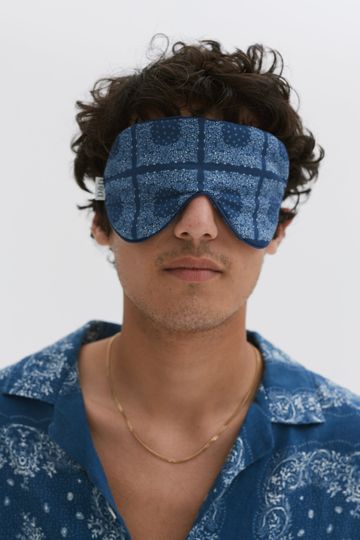 Cotton Luxe Eye Mask Bandana Print Navy/Cream