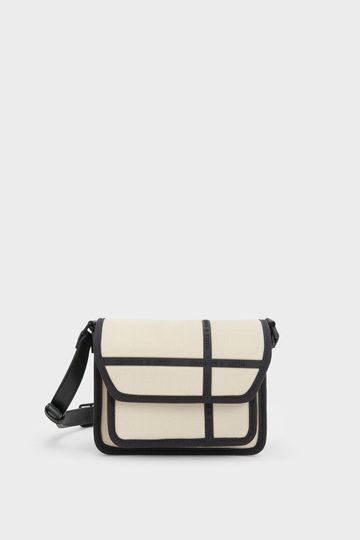 Avenue Contrast-Trim Crossbody Bag
 - cream