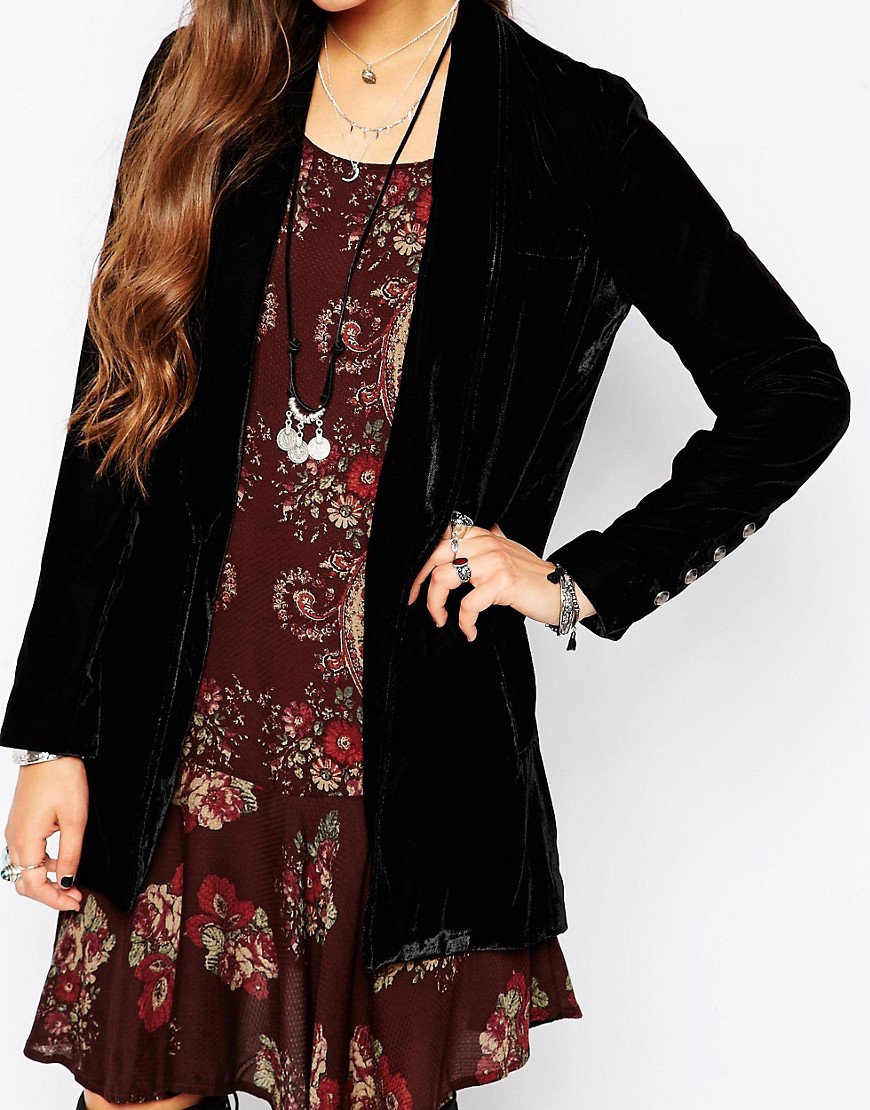 Free people velvet trimmed blazer deals