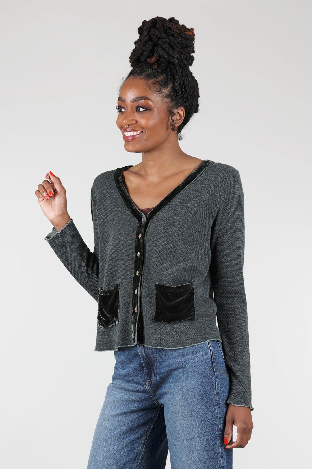 Knit velvet sweater outlet