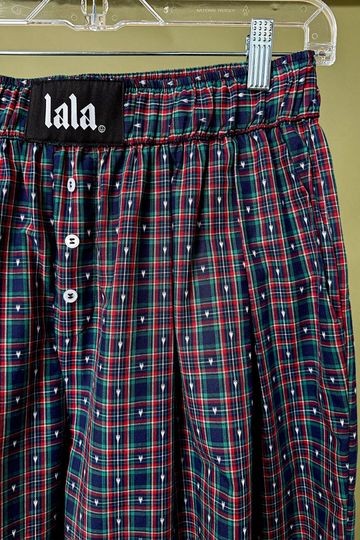 Happy Chance Barrel Leg Boxer Pants in Lots of Love Plaid