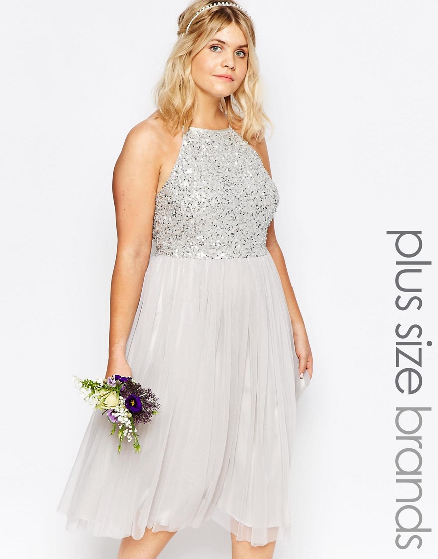 Lovedrobe Luxe High Neck Sequin Tulle Midi Dress ShopperBoard