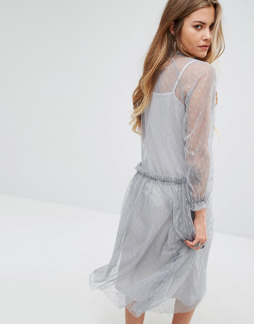 spot high neck midi dress
