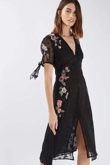 Embroidered Jacquard Midi Dress - ShopperBoard