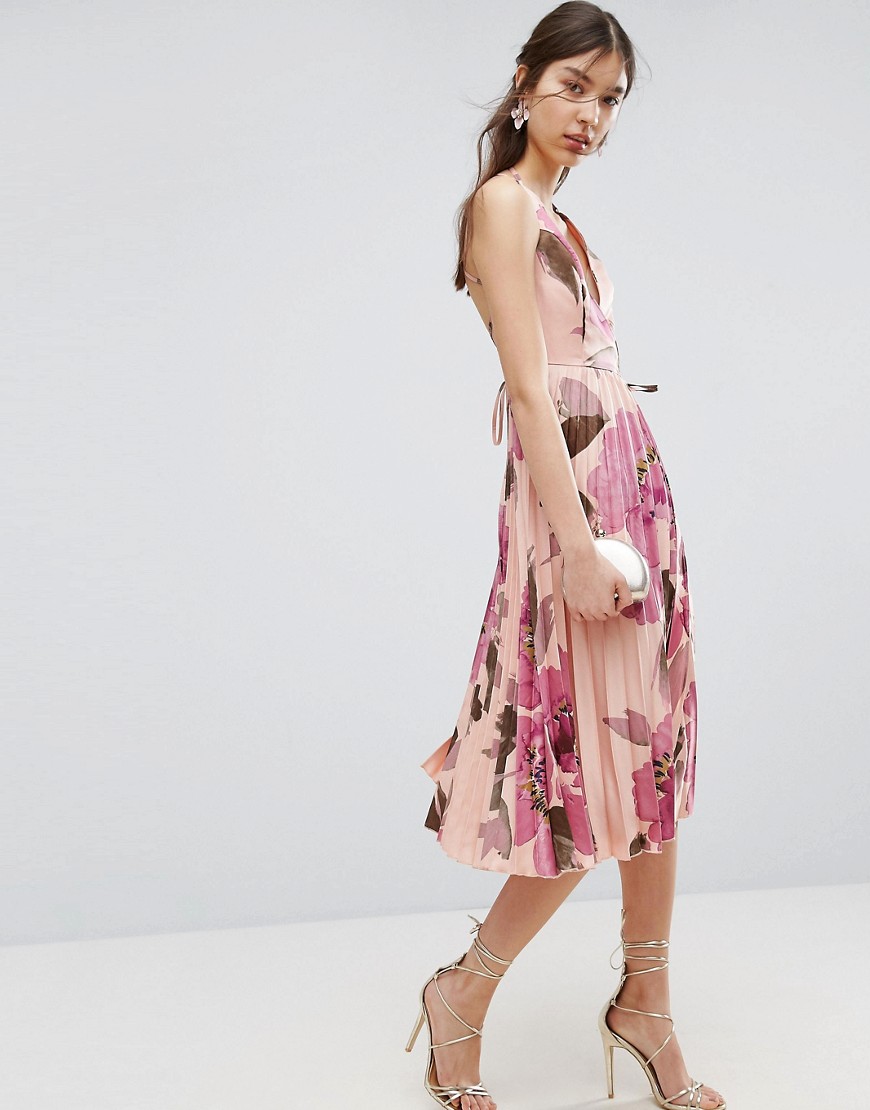 cami pleated midi dress